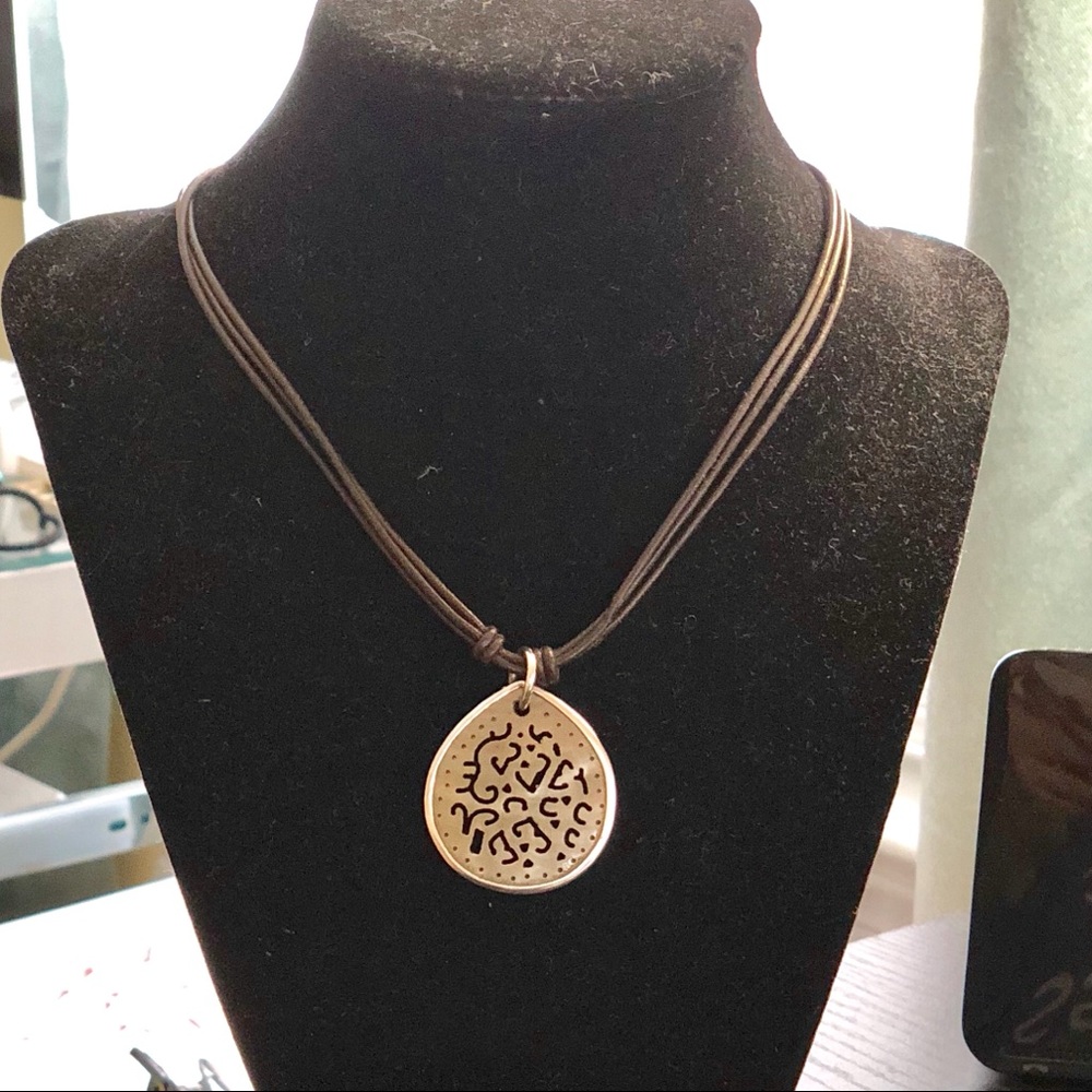Silpada Abalone Shell and Leather Cord Necklace